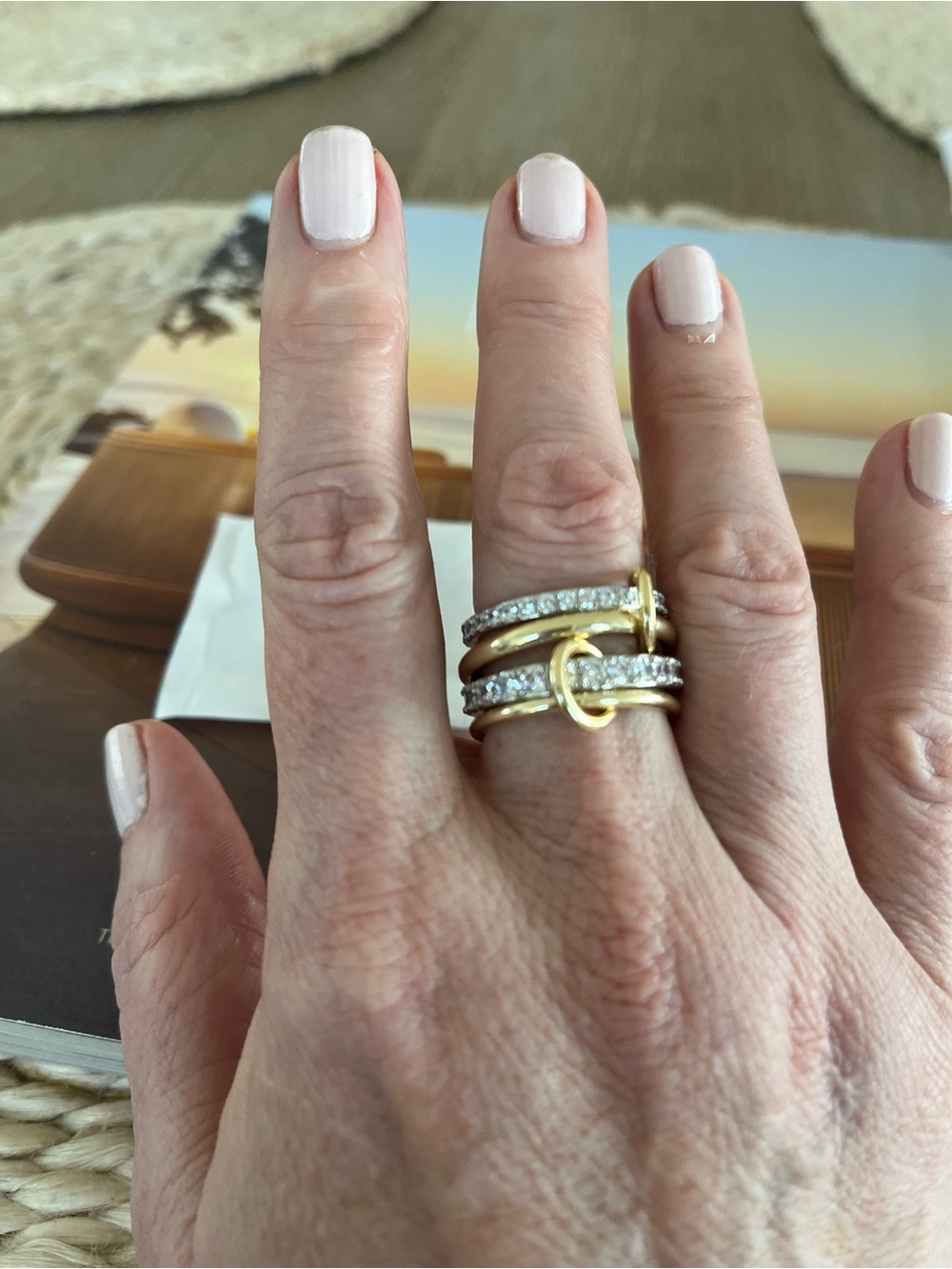 PAVOI plated Gold and Silver Pave Stackable Ring waterproof, never worn, SZ9 - Picture 1 of 4